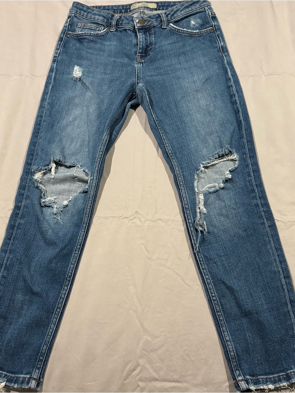 Topshop Moto Lucas Ripped Blue Jeans